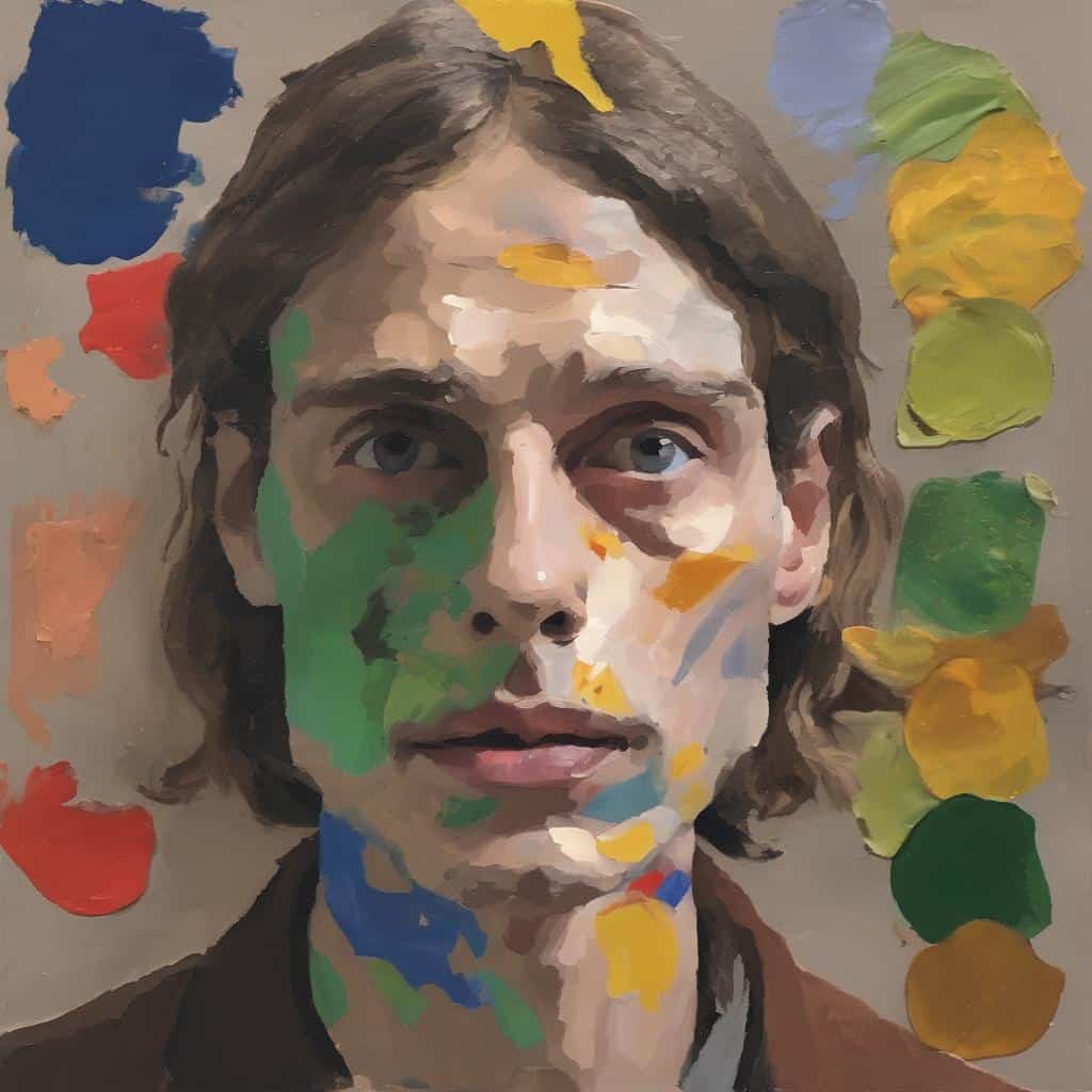 Ζωγραφική πορτρέτου με έμφαση στην υφή και την εκφραστικότητα, συνδυασμός ζωγραφικής και υφής στην εικαστική δημιουργία.