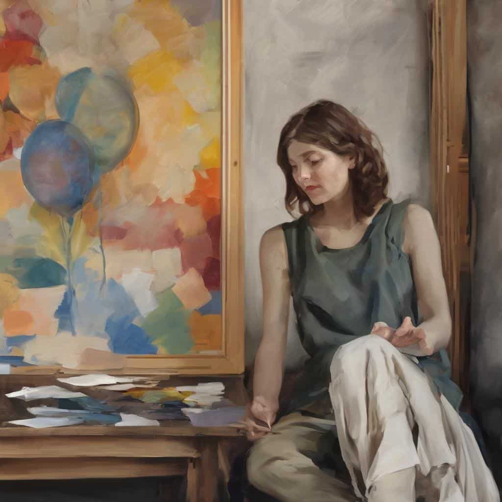 Φθαστές και αρμονικές αποχρώσεις σε πίνακα ζωγραφικής, δημιουργώντας αίσθηση υφής και βάθους στην εικαστική τέχνη.